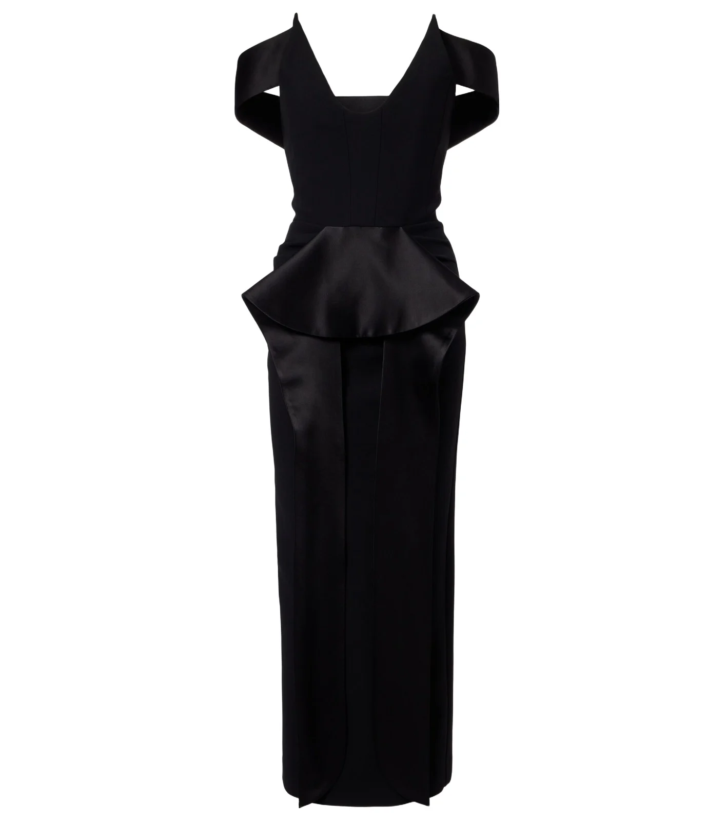 Barrier off-shoulder satin midi dress