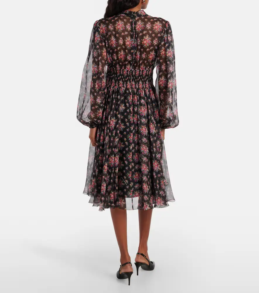 Dolce & Gabbana Floral shirred silk midi dress | Thumbnail 6