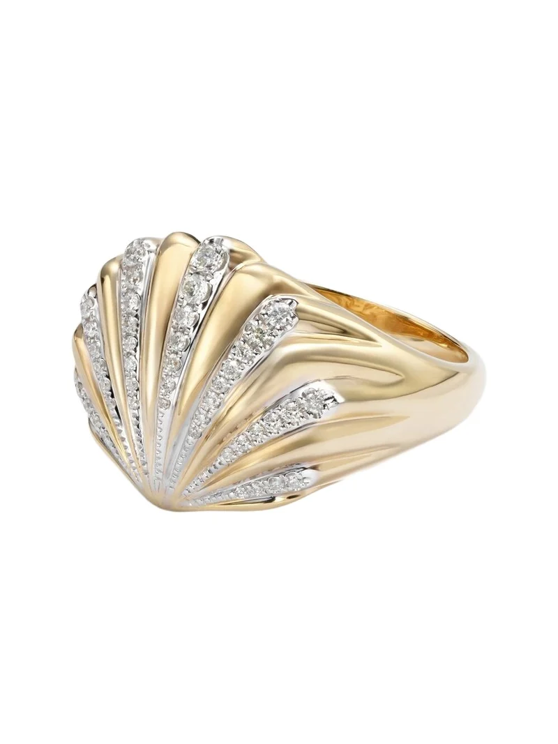 Chevalière Coquillage 18kt gold ring with diamonds
