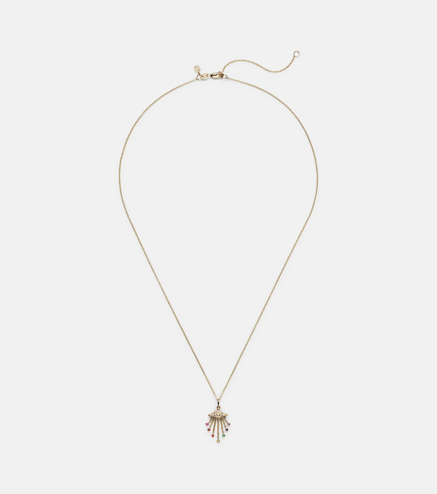 UFO 14kt gold pendant necklace with diamonds
