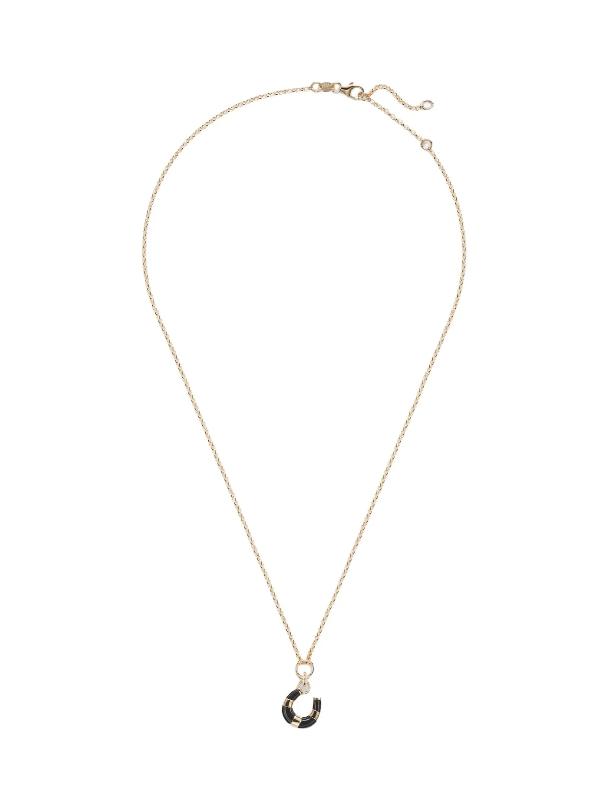 Horseshoe 18kt gold necklace with onyx