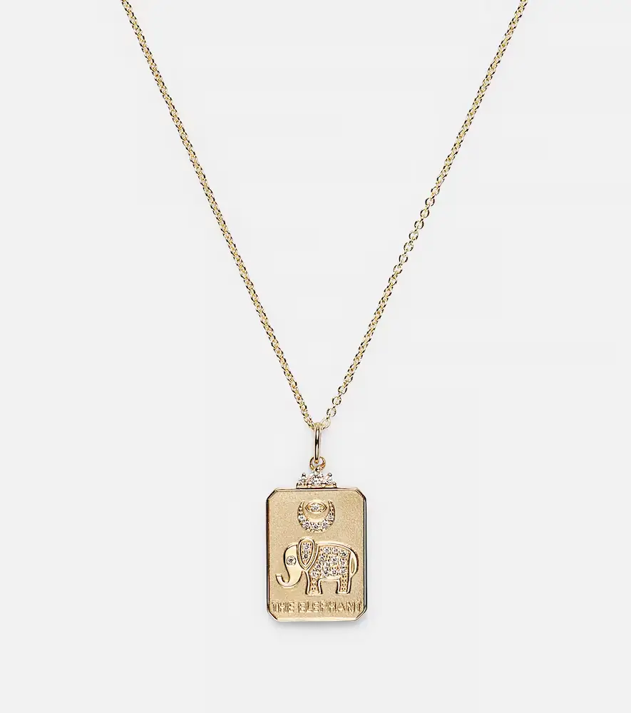 Sydney Evan The Elephant Tarot Card 14kt gold pendant necklace with diamonds | Thumbnail 3 Sydney Evan The Elephant Tarot Card 14kt gold pendant necklace with diamonds | Thumbnail 3