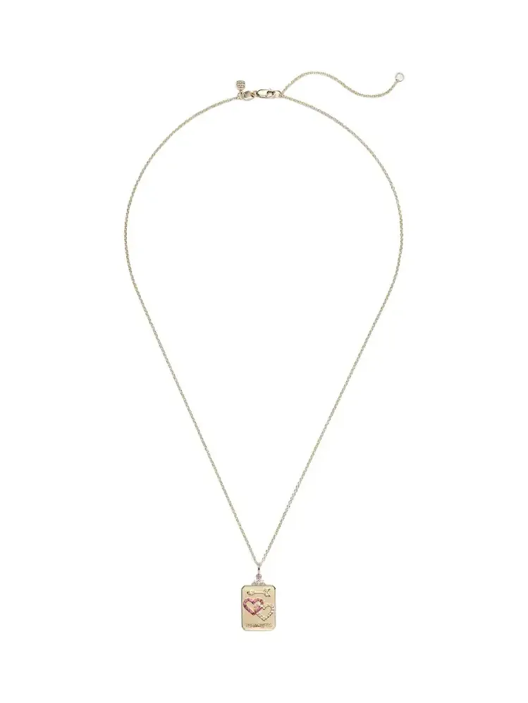 Sydney Evan The Lovers Tarot Card 14kt gold necklace with rubies and diamonds