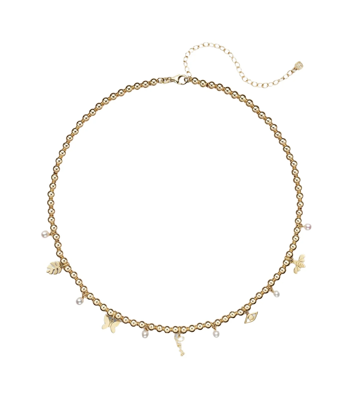 14kt gold beaded pendant necklace with pearls 14kt gold beaded pendant necklace with pearls