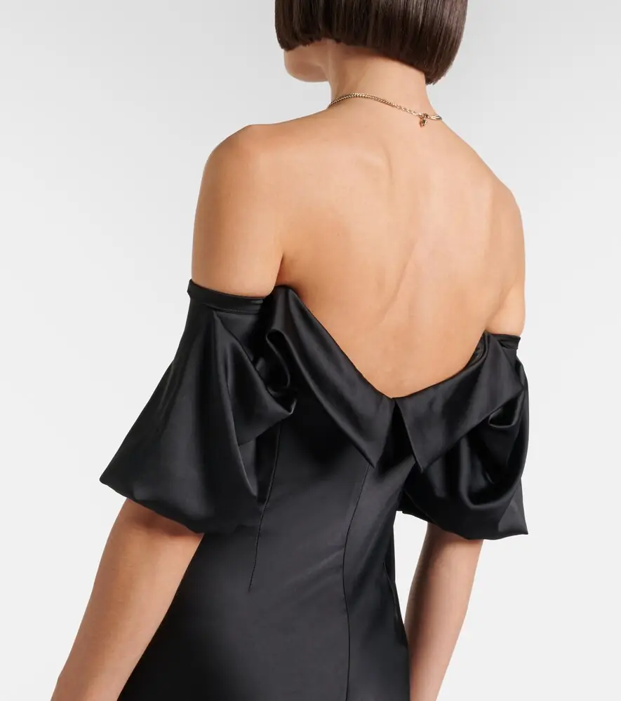 Alexander McQueen Draped off-shoulder satin midi dress | Thumbnail 4 Alexander McQueen Draped off-shoulder satin midi dress | Thumbnail 4