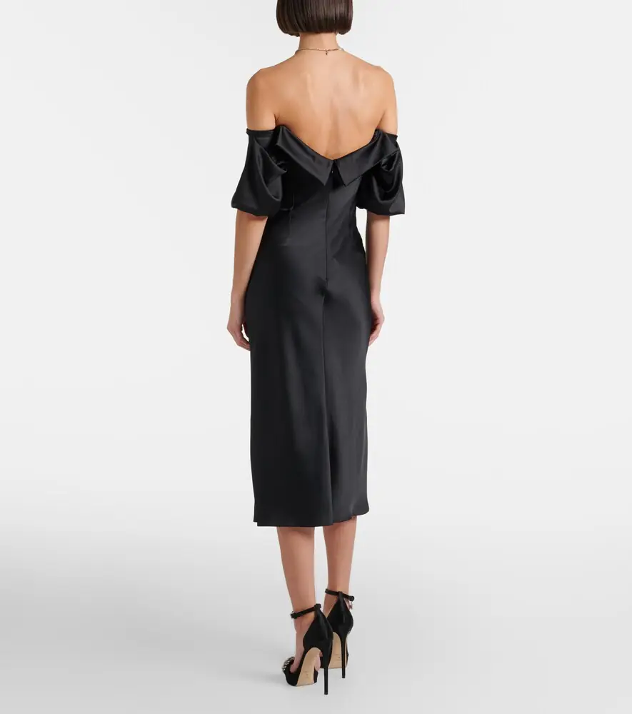 Alexander McQueen Draped off-shoulder satin midi dress | Thumbnail 5 Alexander McQueen Draped off-shoulder satin midi dress | Thumbnail 5