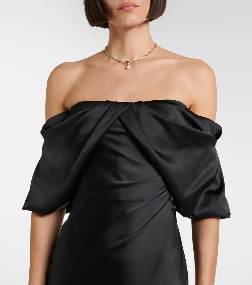Alexander McQueen Draped off-shoulder satin midi dress | Thumbnail 6 Alexander McQueen Draped off-shoulder satin midi dress | Thumbnail 6