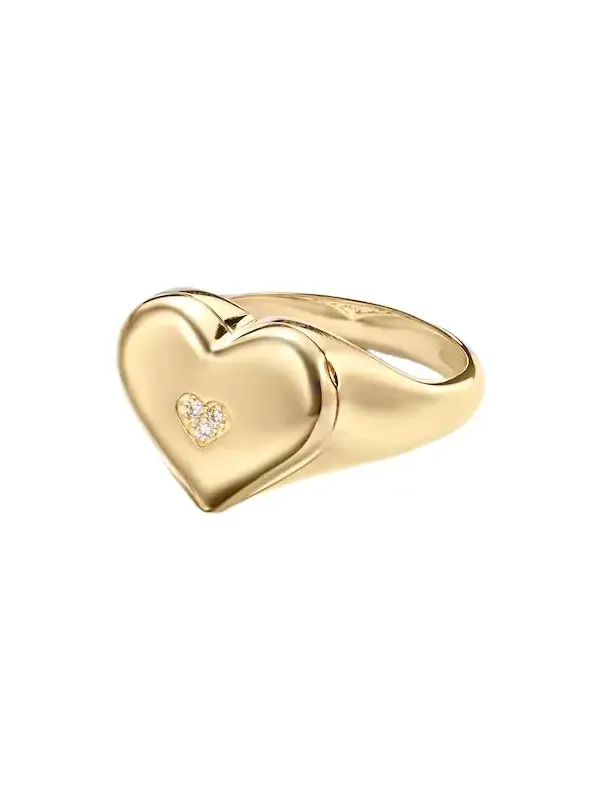 Wallpaper Heart 14kt gold ring with diamonds