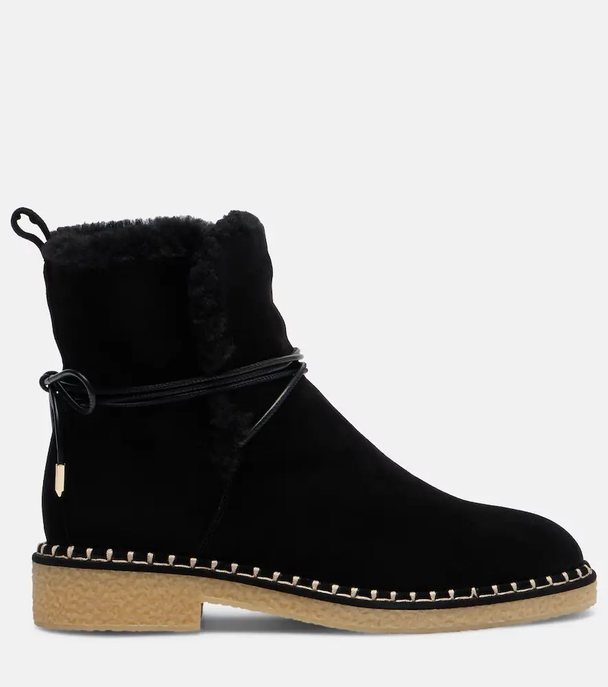 Aquazzura Megeve shearling-trimmed suede ankle boots | Thumbnail 3