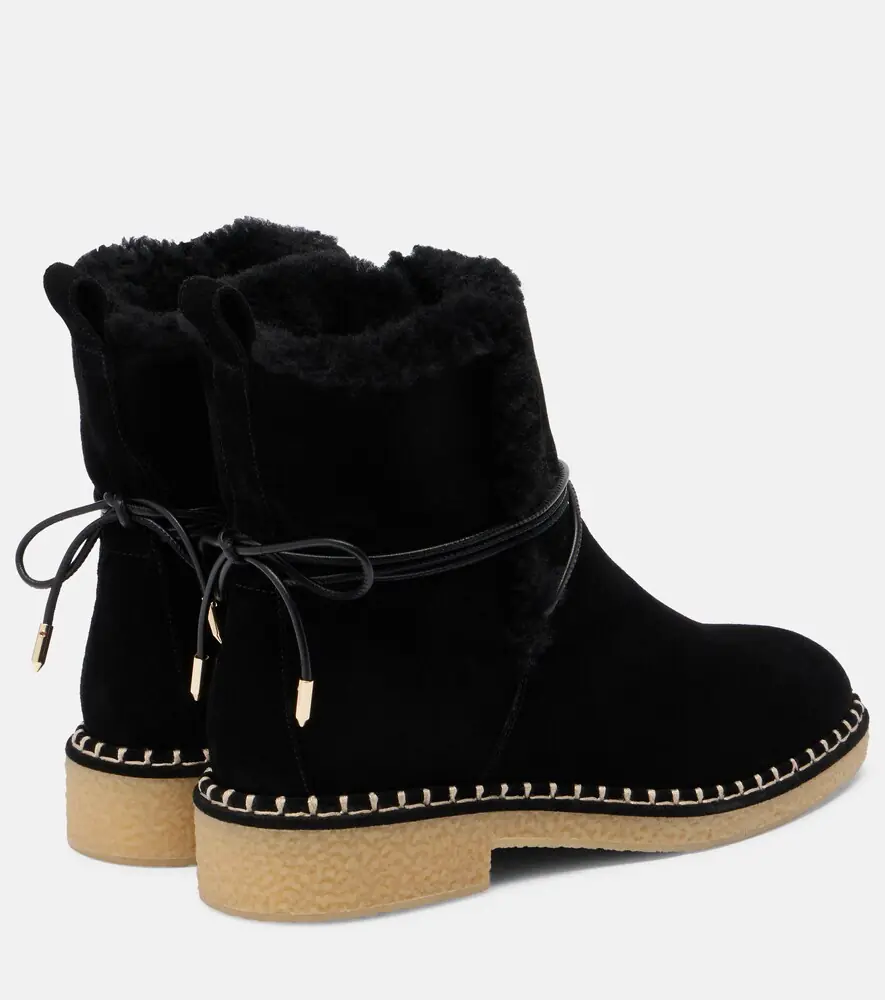 Aquazzura Megeve shearling-trimmed suede ankle boots | Thumbnail 4