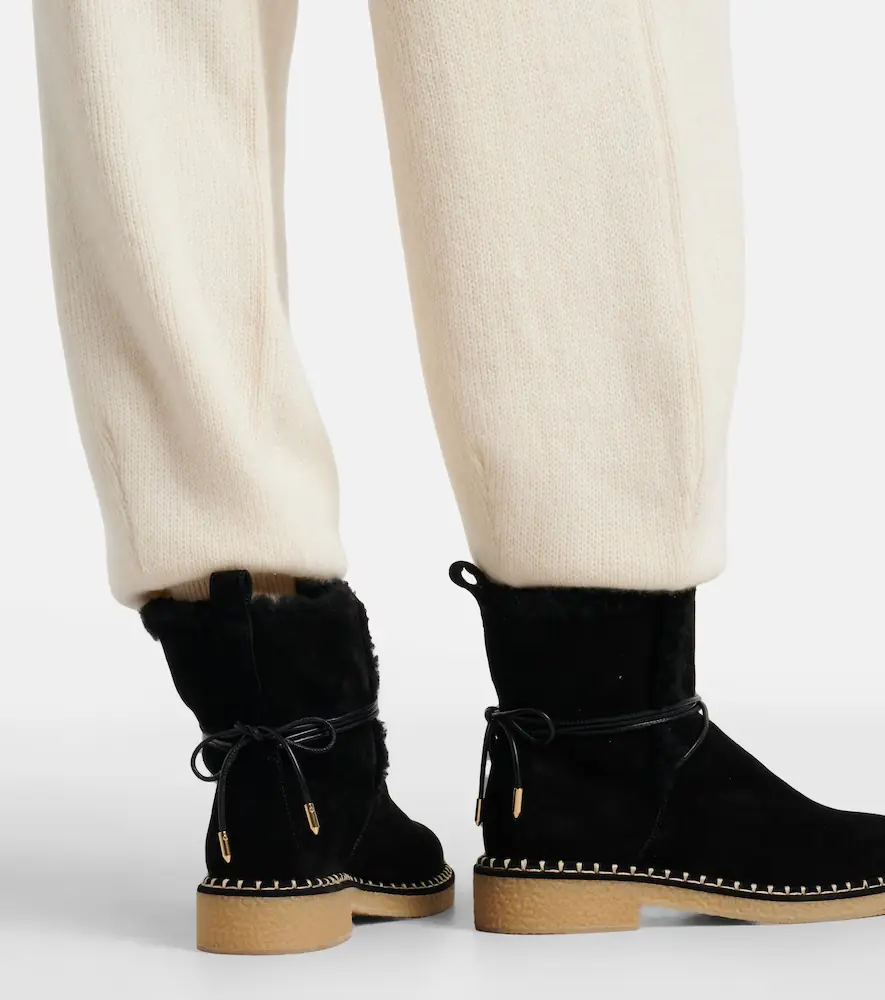 Aquazzura Megeve shearling-trimmed suede ankle boots | Thumbnail 5