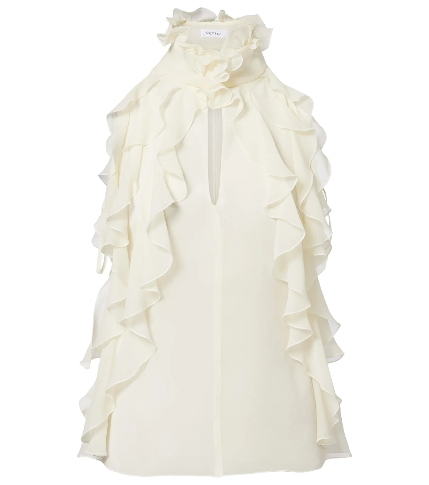 Alexander McQueen Ruffled cutout silk georgette top