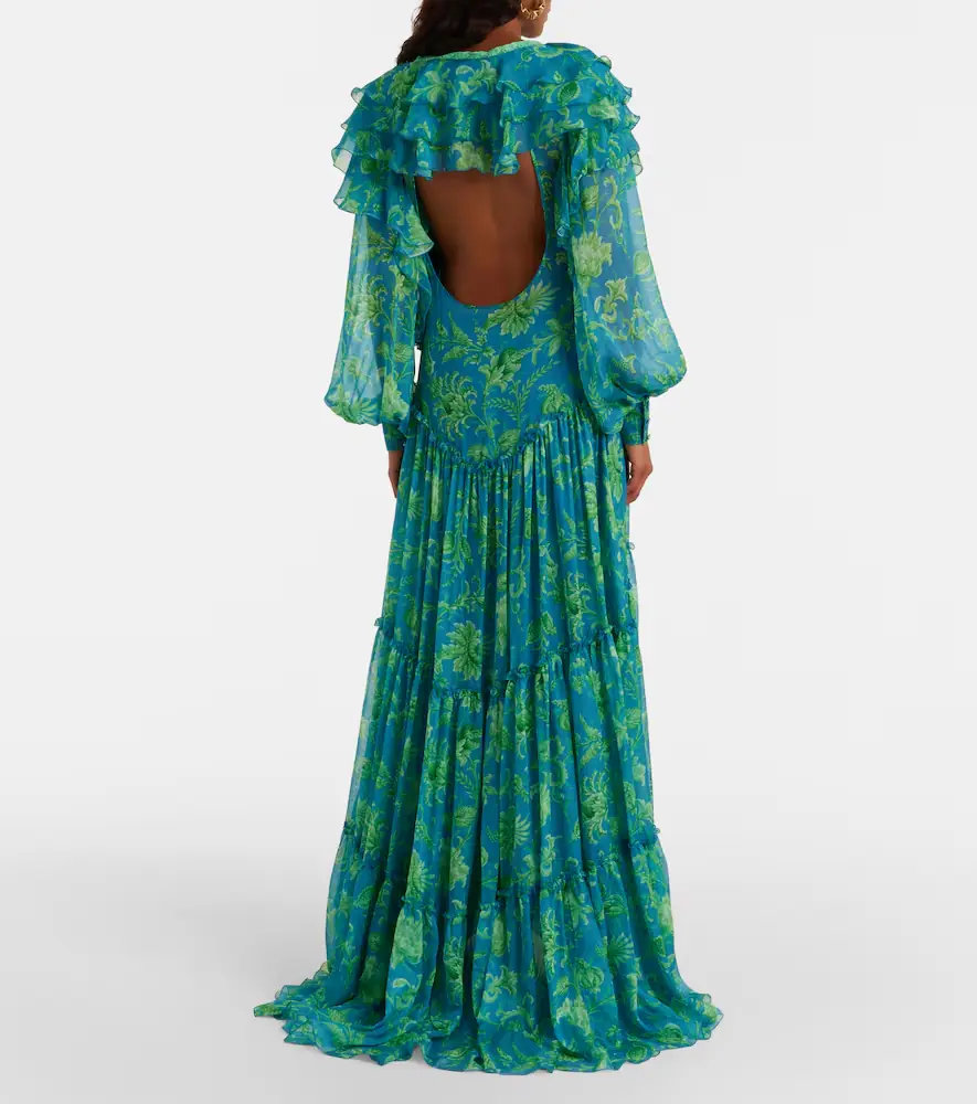 Etro Floral ruffled tiered silk chiffon maxi dress | Thumbnail 6