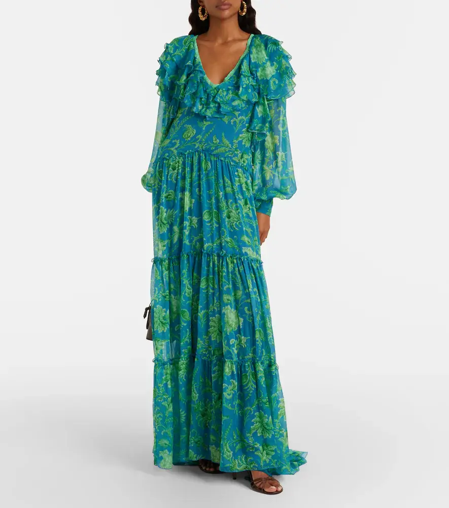 Etro Floral ruffled tiered silk chiffon maxi dress | Thumbnail 7