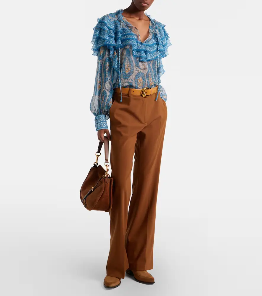 Etro Paisley ruffled silk blouse | Thumbnail 4