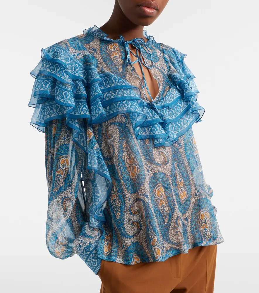 Etro Paisley ruffled silk blouse | Thumbnail 6