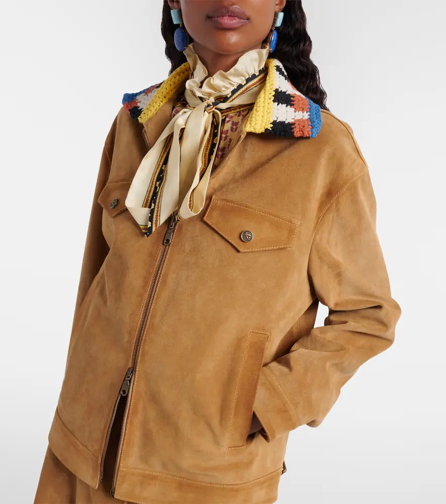 Etro Crochet-trimmed suede jacket | Thumbnail 3