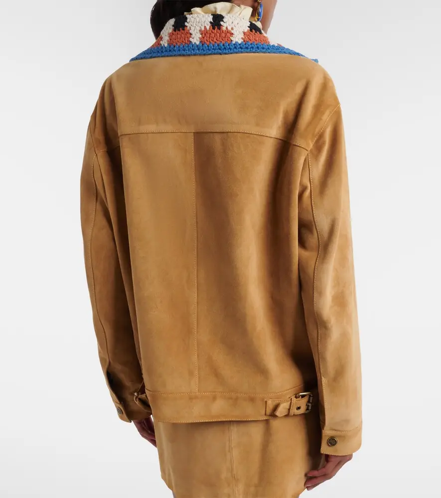 Etro Crochet-trimmed suede jacket | Thumbnail 4