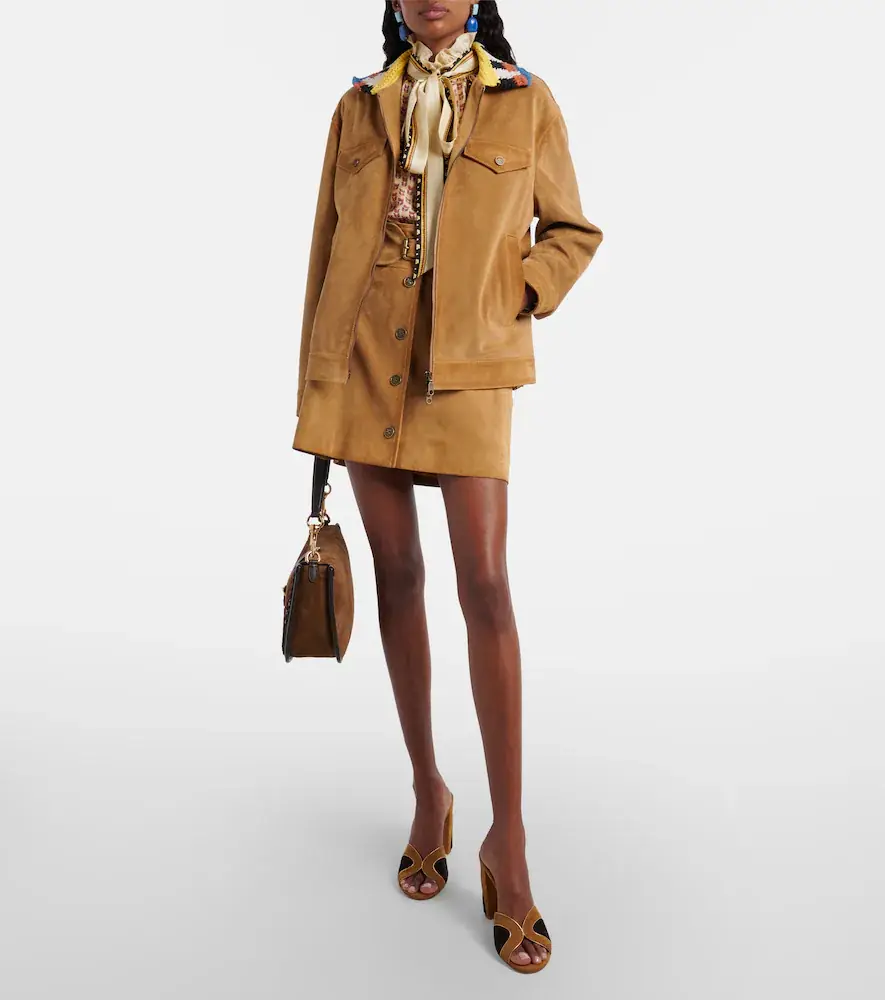Etro Crochet-trimmed suede jacket | Thumbnail 5