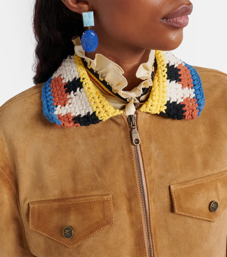 Etro Crochet-trimmed suede jacket | Thumbnail 6