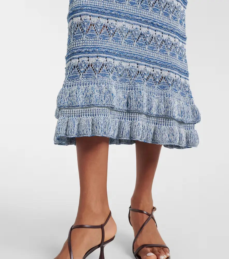 Etro Crochet ruffled cotton midi skirt | Thumbnail 3