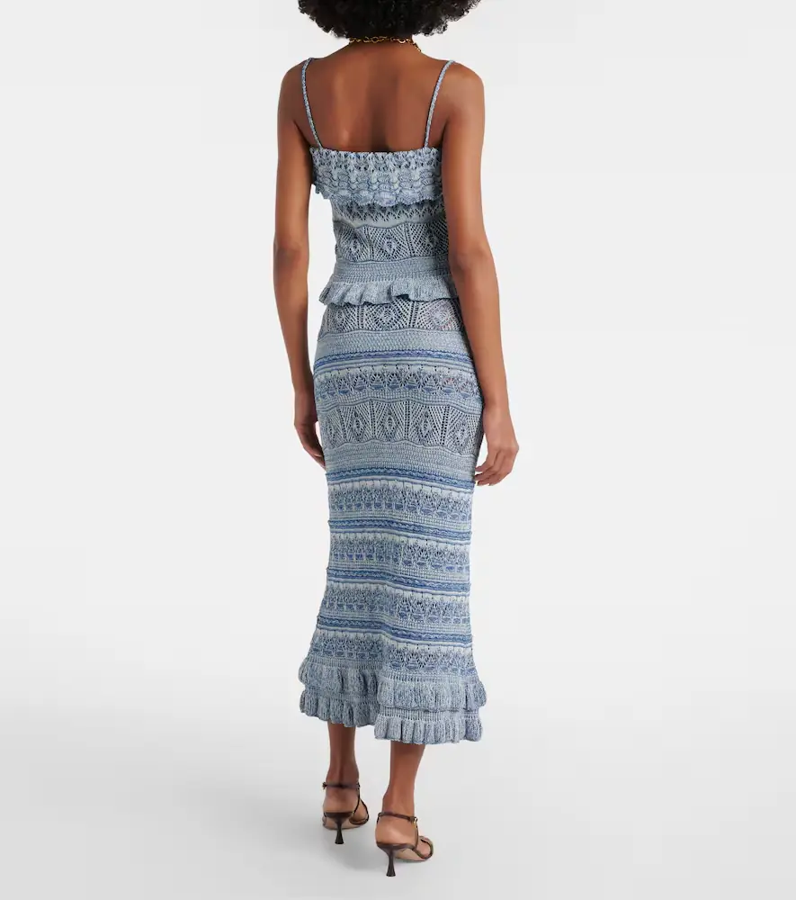 Etro Crochet ruffled cotton midi skirt | Thumbnail 5