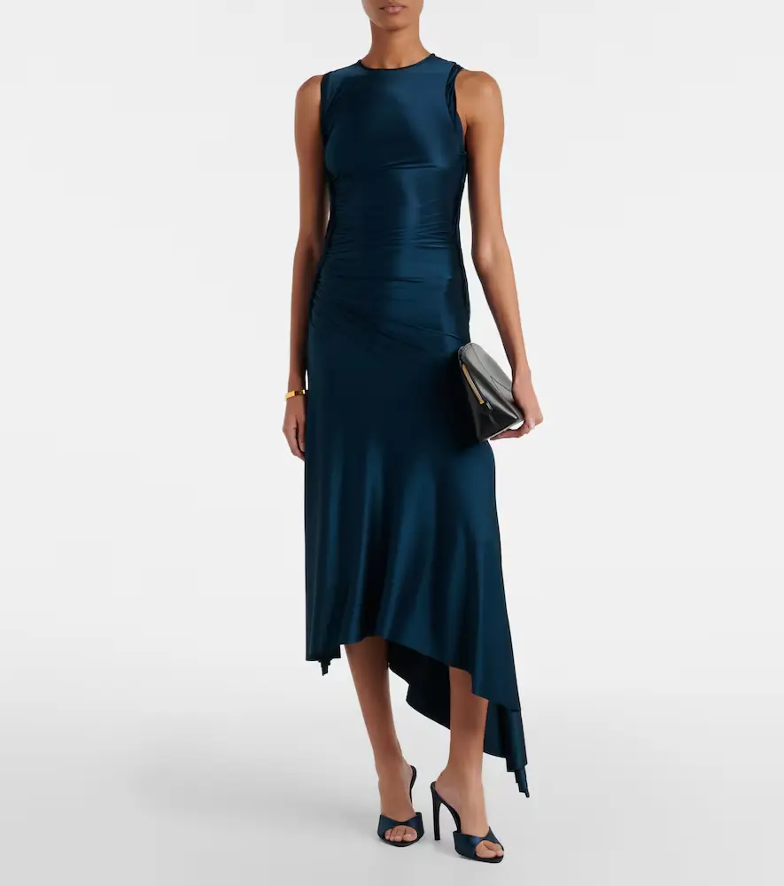 Victoria Beckham Ruched asymmetric jersey midi dress | Thumbnail 3
