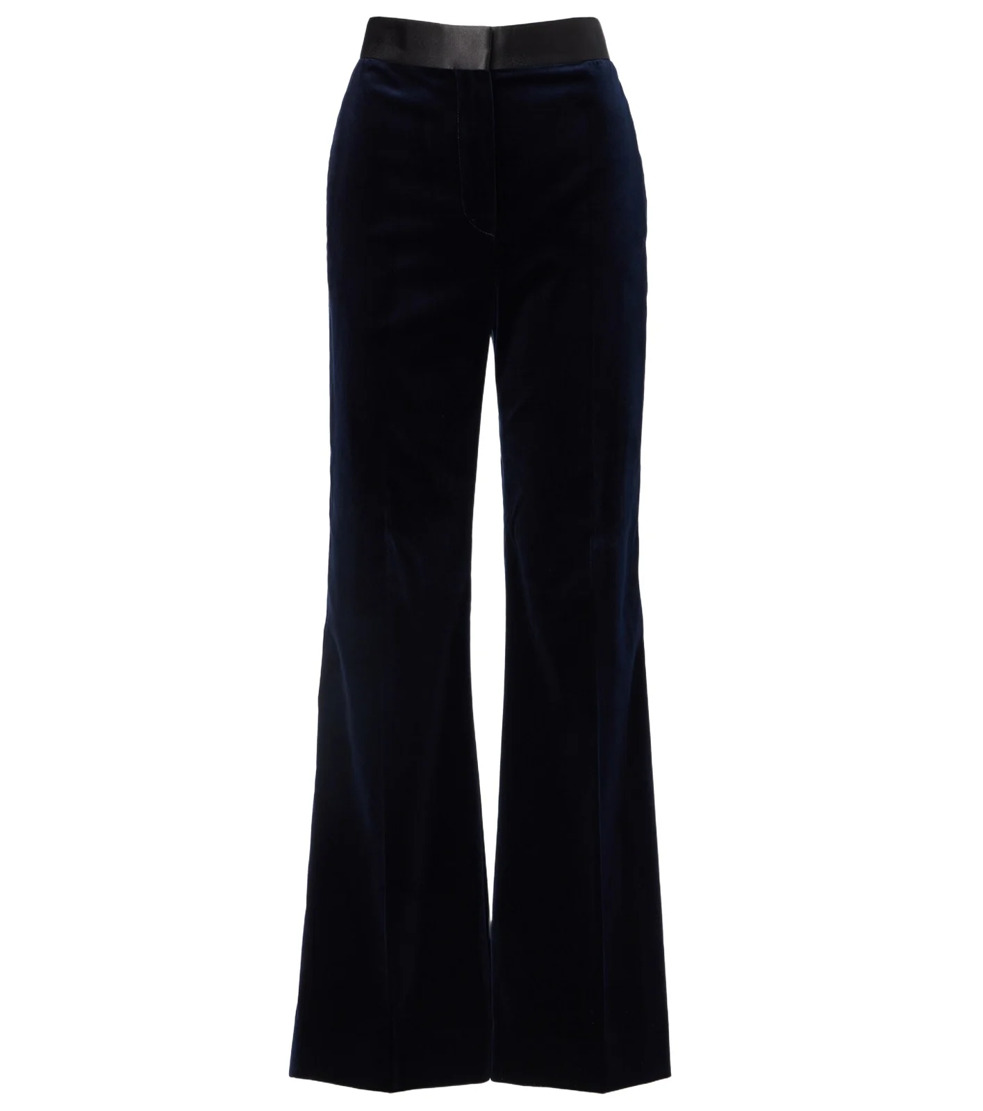 Satin-trimmed velvet wide-leg pants Satin-trimmed velvet wide-leg pants