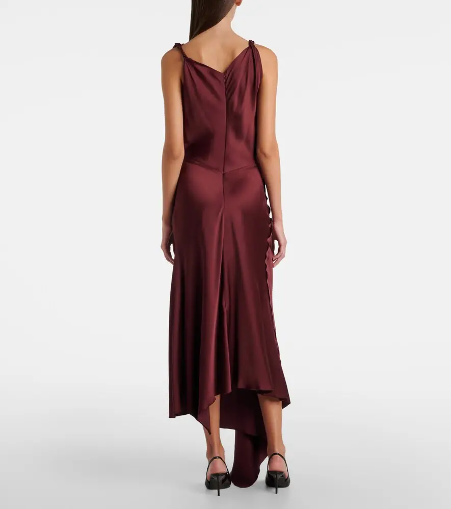 Victoria Beckham Asymmetric draped satin midi dress | Thumbnail 4