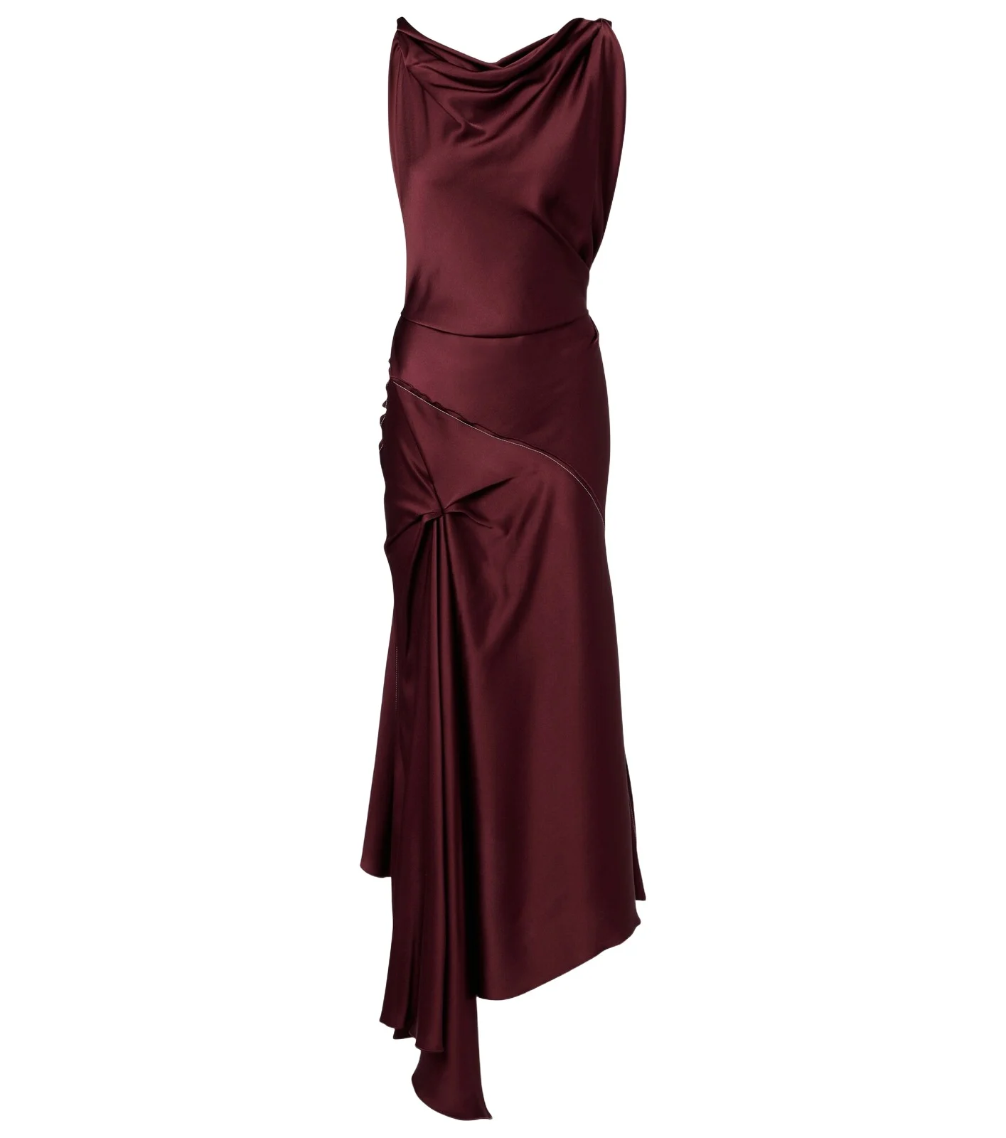 Asymmetric draped satin midi dress Asymmetric draped satin midi dress