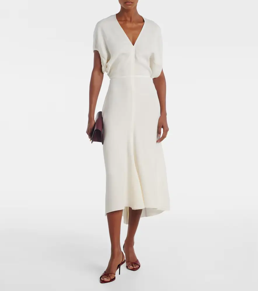Victoria Beckham Edith crêpe satin midi dress | Thumbnail 4 Victoria Beckham Edith crêpe satin midi dress | Thumbnail 4