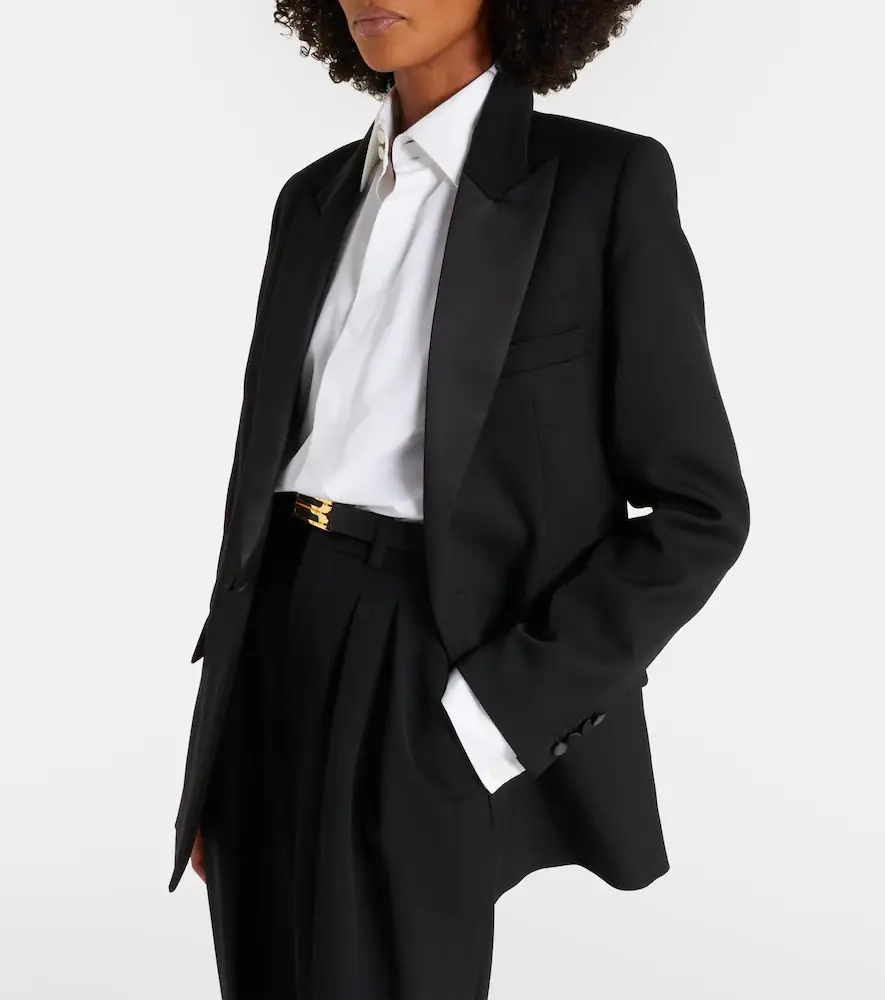 Victoria Beckham Belted satin-trimmed blazer | Thumbnail 4