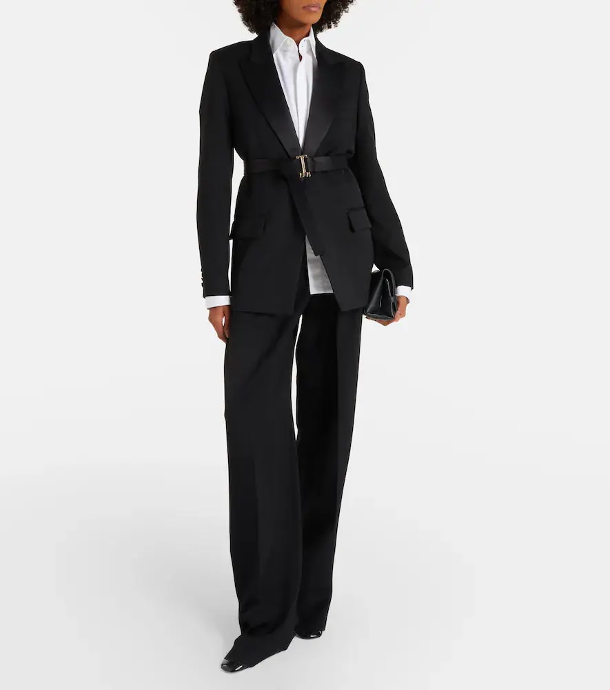 Victoria Beckham Belted satin-trimmed blazer | Thumbnail 5