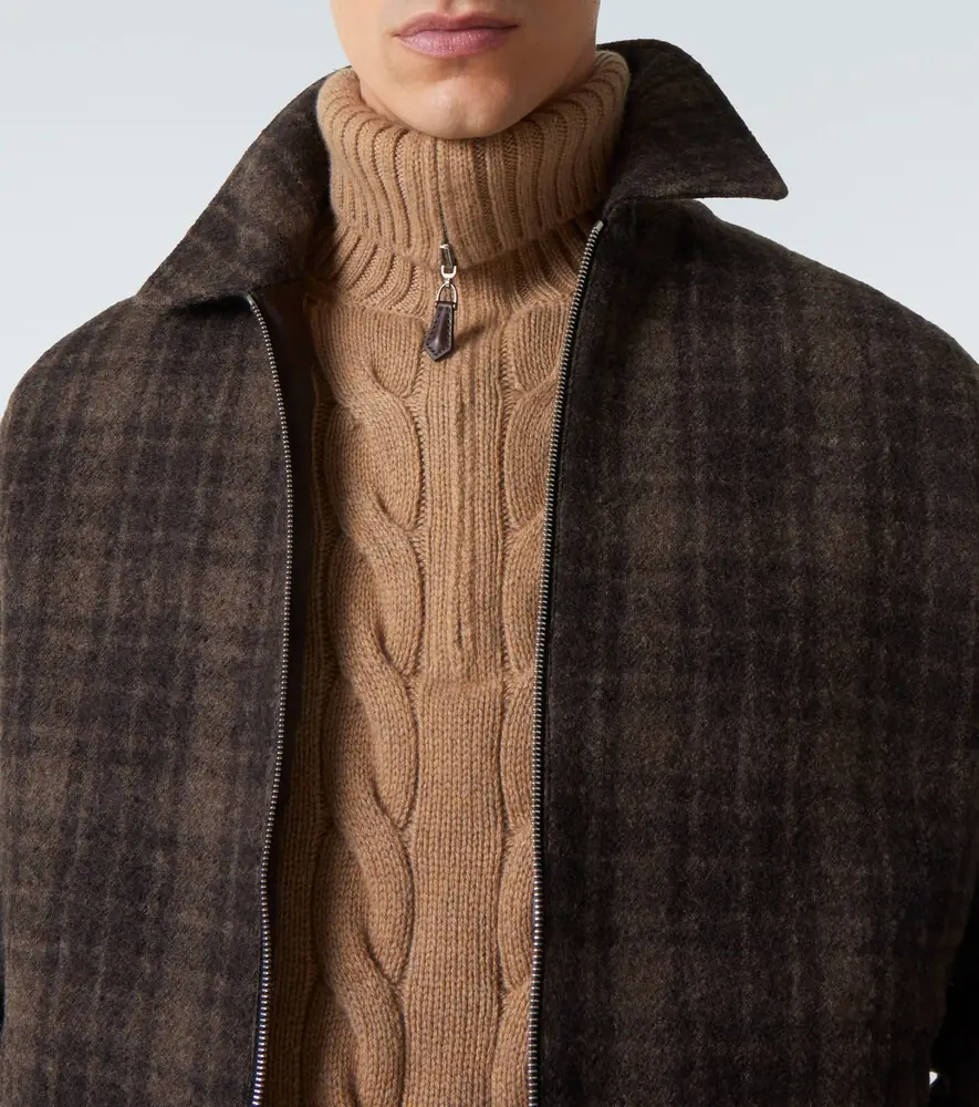 Frame Checked virgin wool blouson jacket | Thumbnail 5 Frame Checked virgin wool blouson jacket | Thumbnail 5