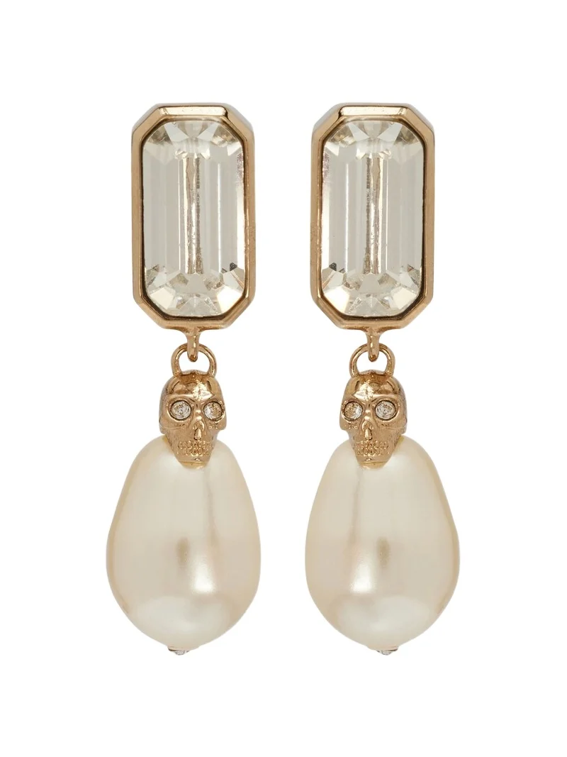 Skull embellished drop earrings