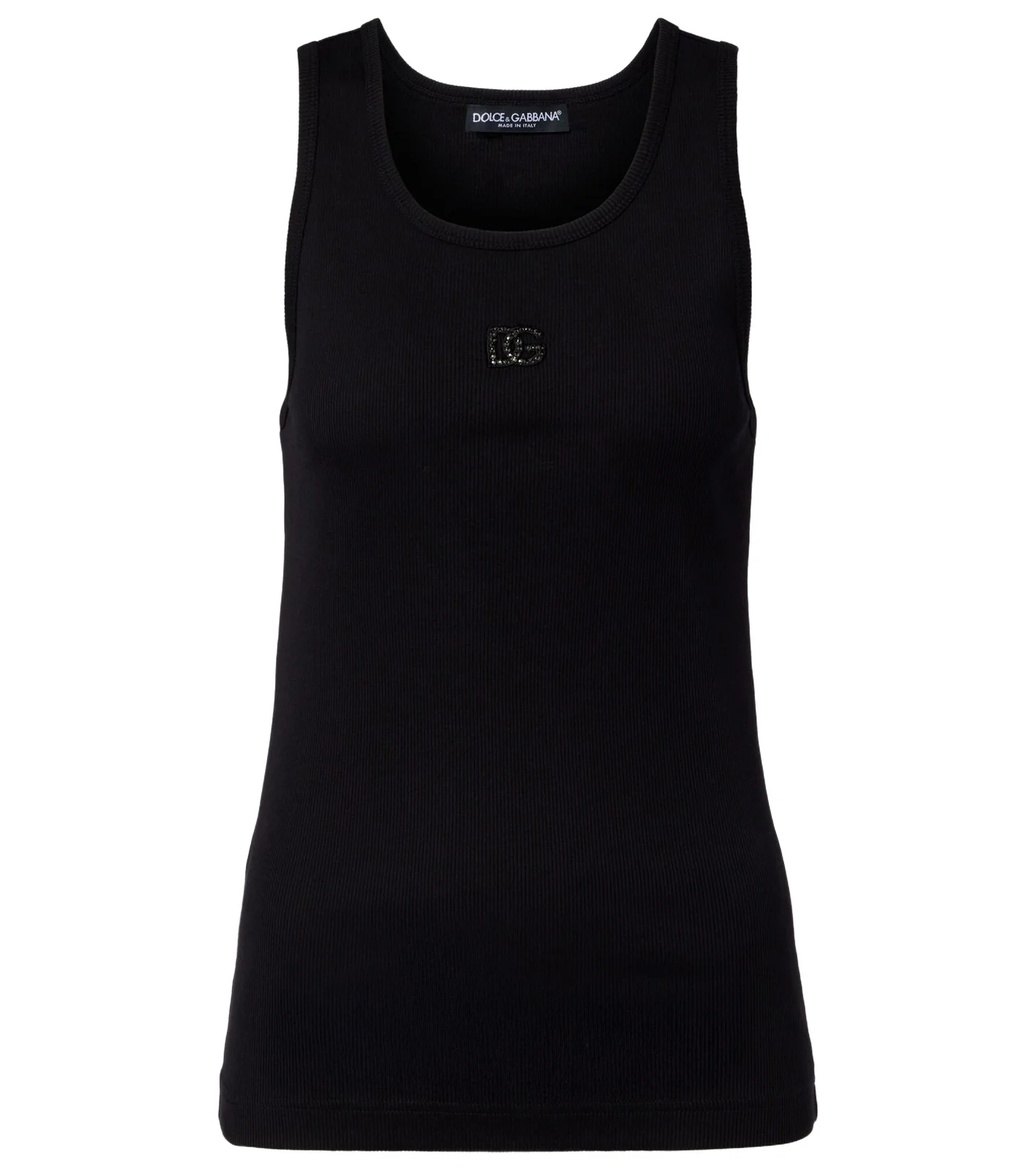 Dolce & Gabbana DG embellished ribbed-knit cotton tank top