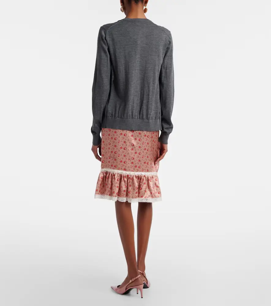 Dolce & Gabbana Floral silk and cotton-blend midi skirt | Thumbnail 4