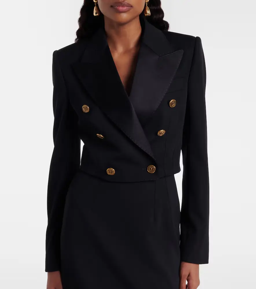 Dolce & Gabbana Cropped wool and silk-blend jacket | Thumbnail 4