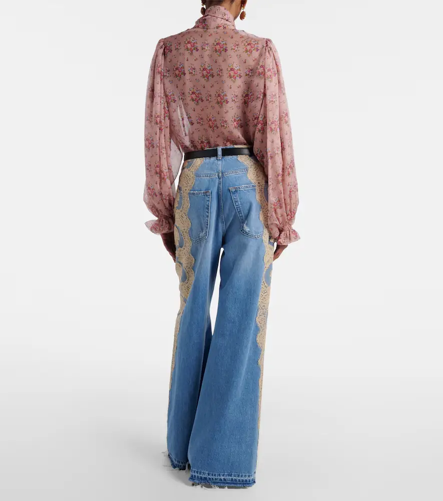 Dolce & Gabbana Lace-trimmed wide-leg jeans | Thumbnail 5