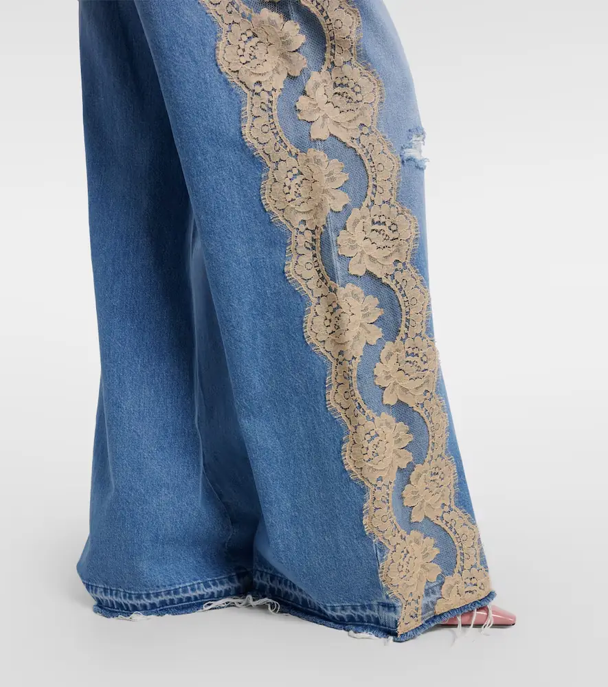 Dolce & Gabbana Lace-trimmed wide-leg jeans | Thumbnail 6