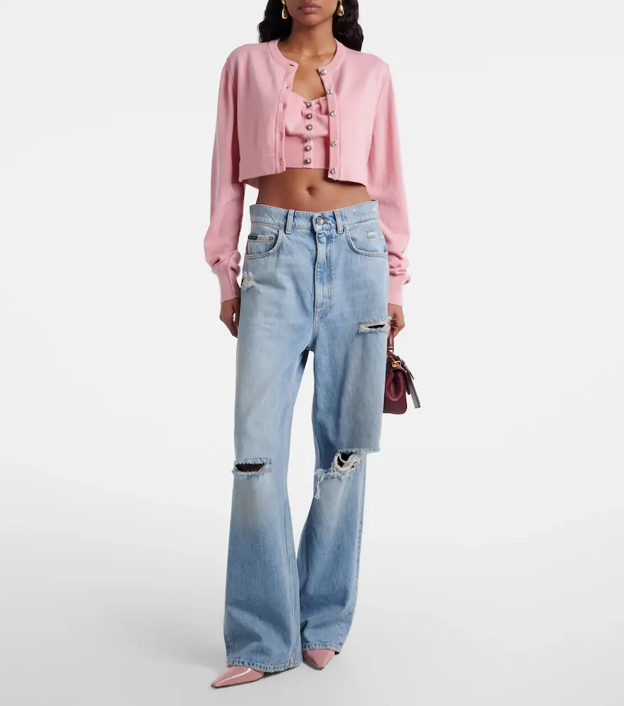 Dolce & Gabbana Embellished cropped silk-blend crop top | Thumbnail 2