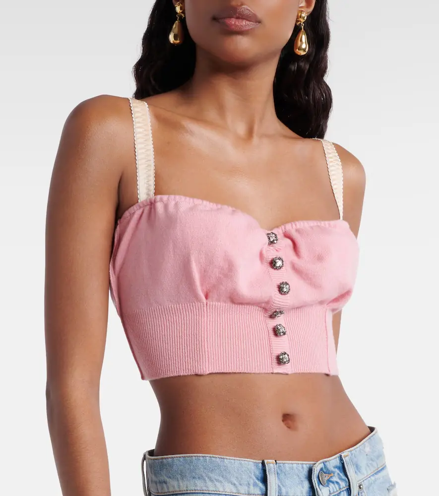 Dolce & Gabbana Embellished cropped silk-blend crop top | Thumbnail 3