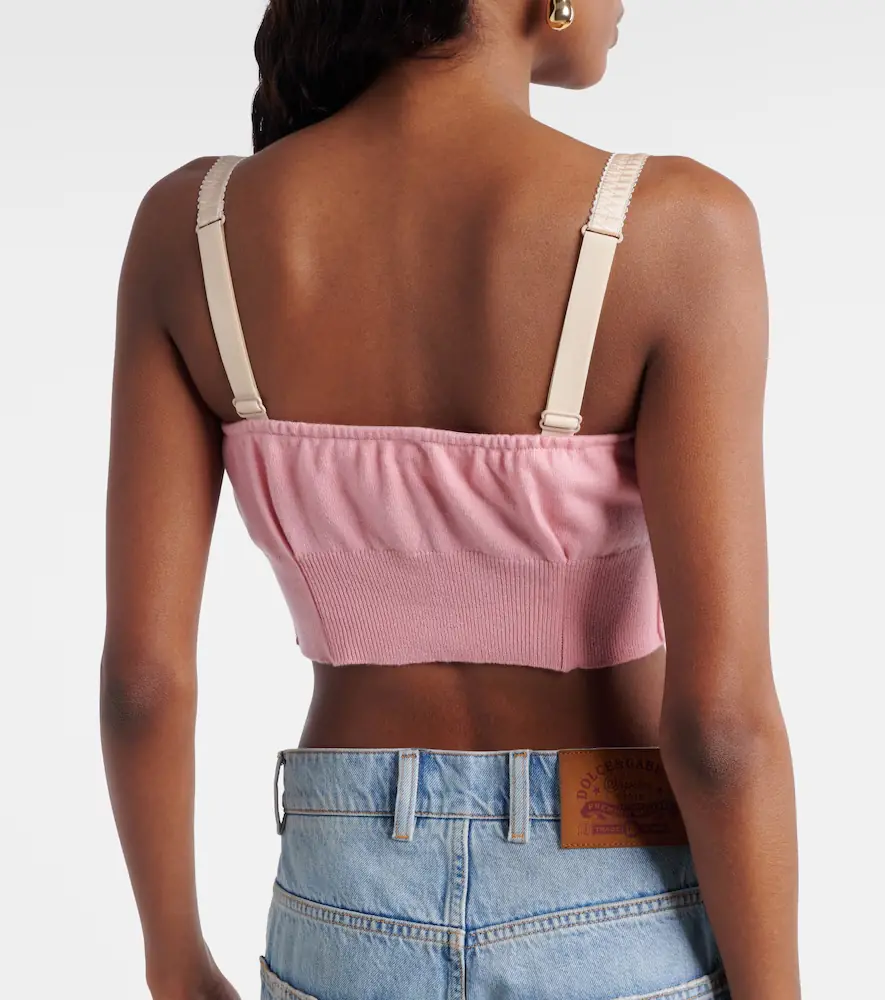 Dolce & Gabbana Embellished cropped silk-blend crop top | Thumbnail 4