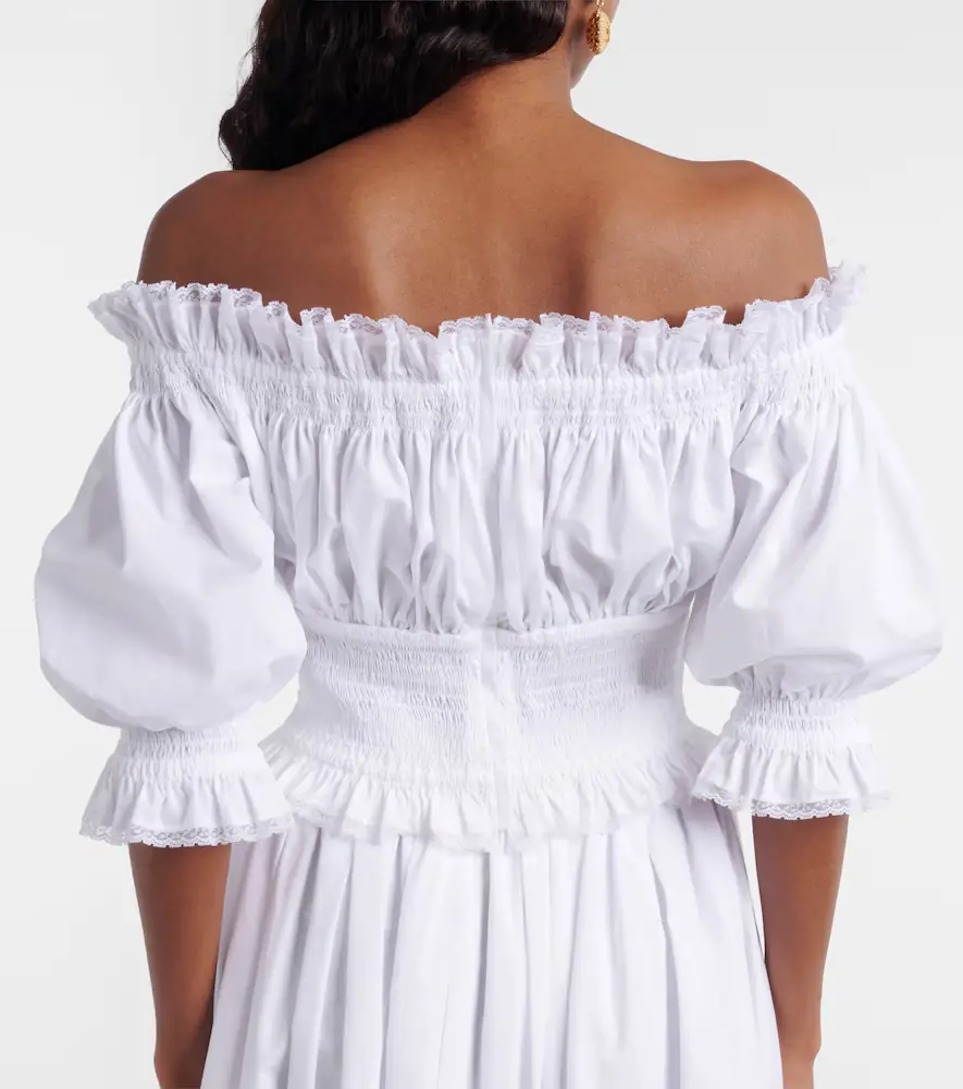 Dolce & Gabbana Off-shoulder cotton-blend poplin crop top | Thumbnail 4