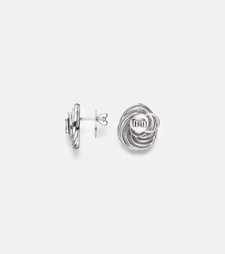 Kamyen Twister 18kt white gold and enamel earrings with diamonds | Thumbnail 4