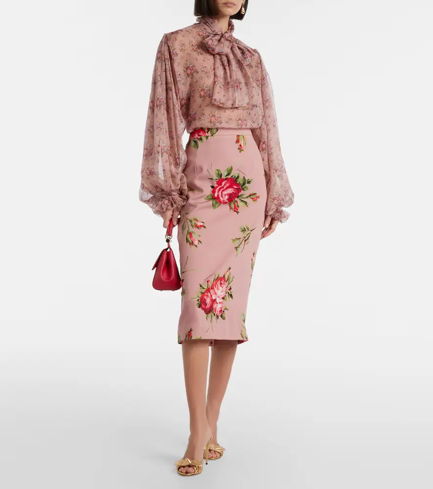 Dolce & Gabbana Floral silk-blend midi skirt | Thumbnail 2