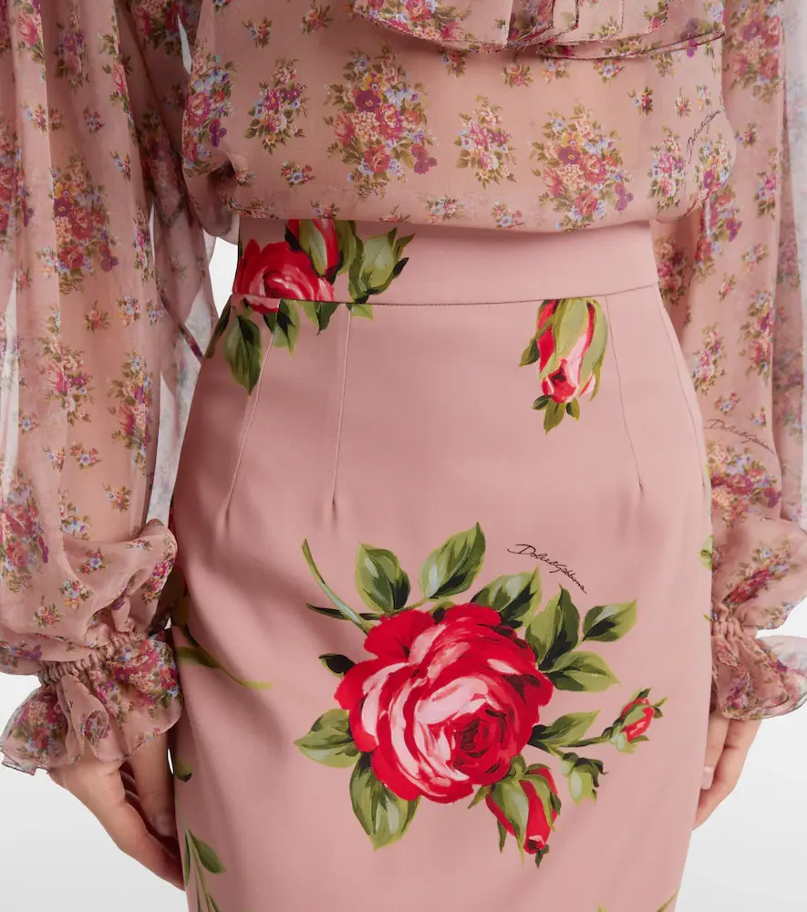 Dolce & Gabbana Floral silk-blend midi skirt | Thumbnail 3
