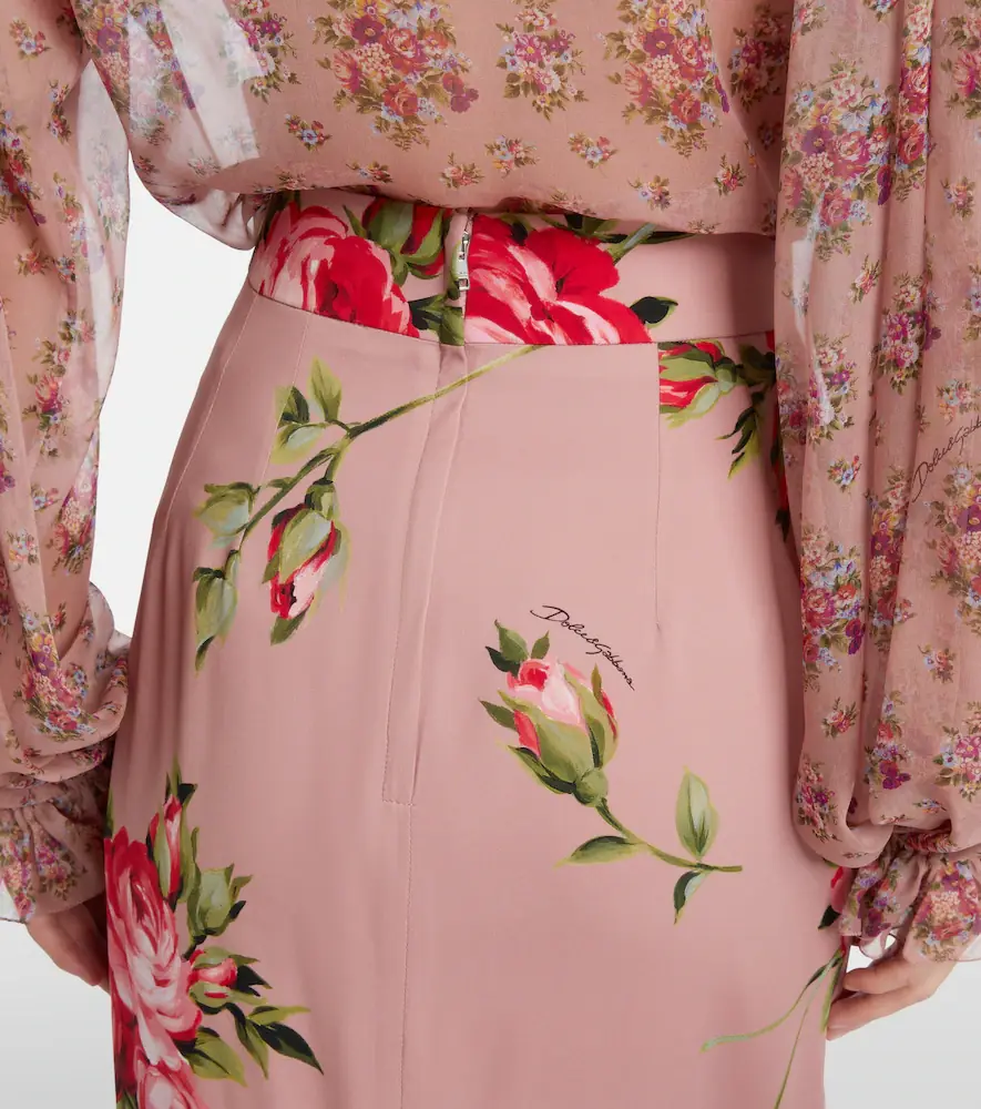 Dolce & Gabbana Floral silk-blend midi skirt | Thumbnail 4