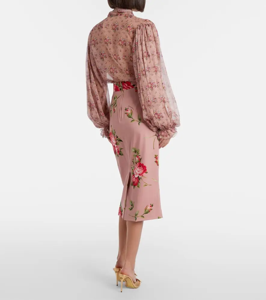 Dolce & Gabbana Floral silk-blend midi skirt | Thumbnail 5