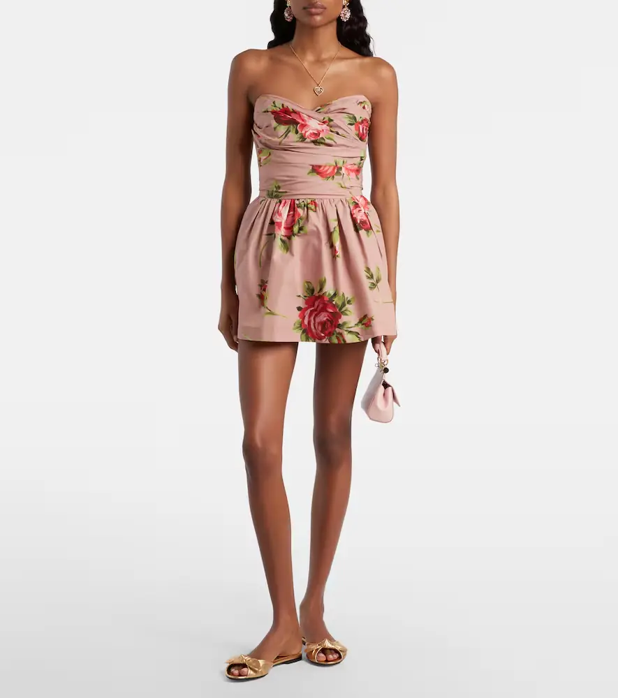 Dolce & Gabbana Floral strapless cotton minidress | Thumbnail 3